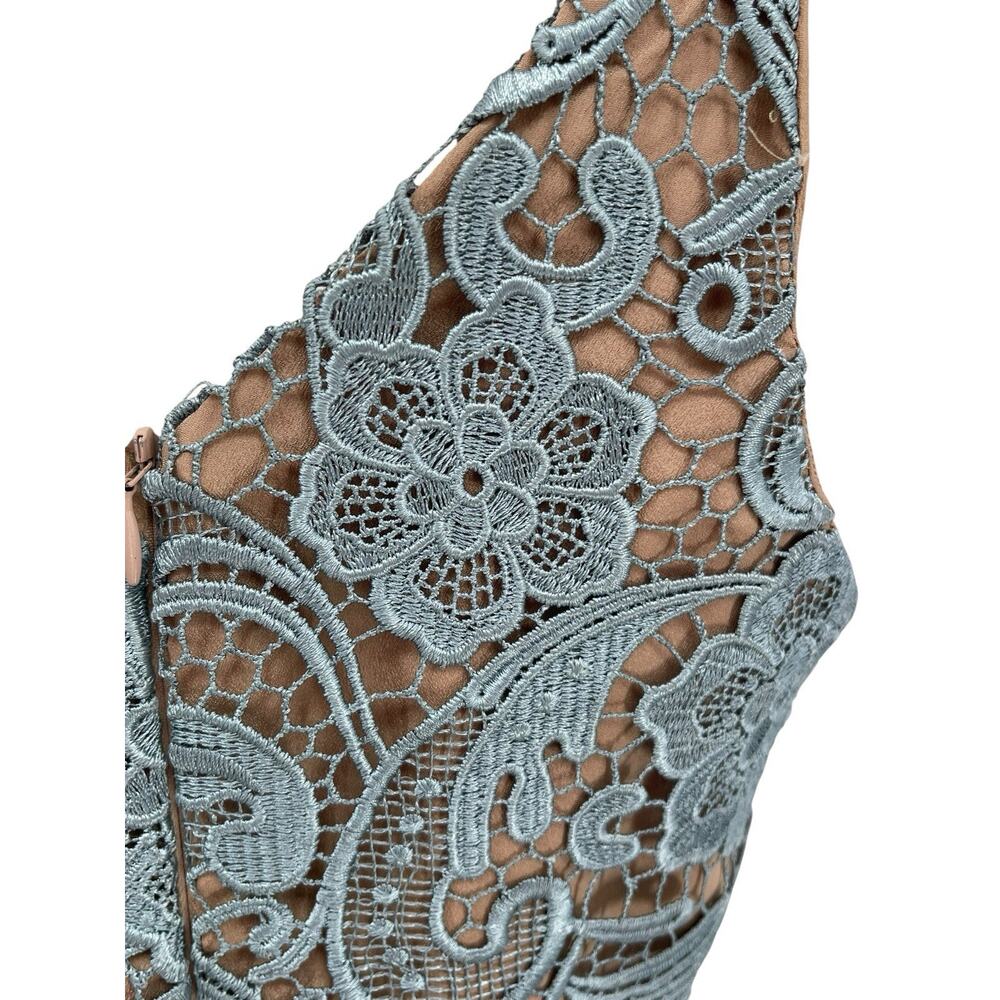 Dress The Population Allie Lace Dress Mini Blue Size Medium - Picture 9 of 12